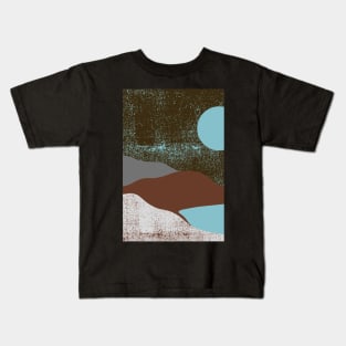 Vintage Artwork - Landscape Art - Mountains Hiking - Sunset Adventure - Blue Lagoon - Seaside Art - Sunrise Mountains Kids T-Shirt